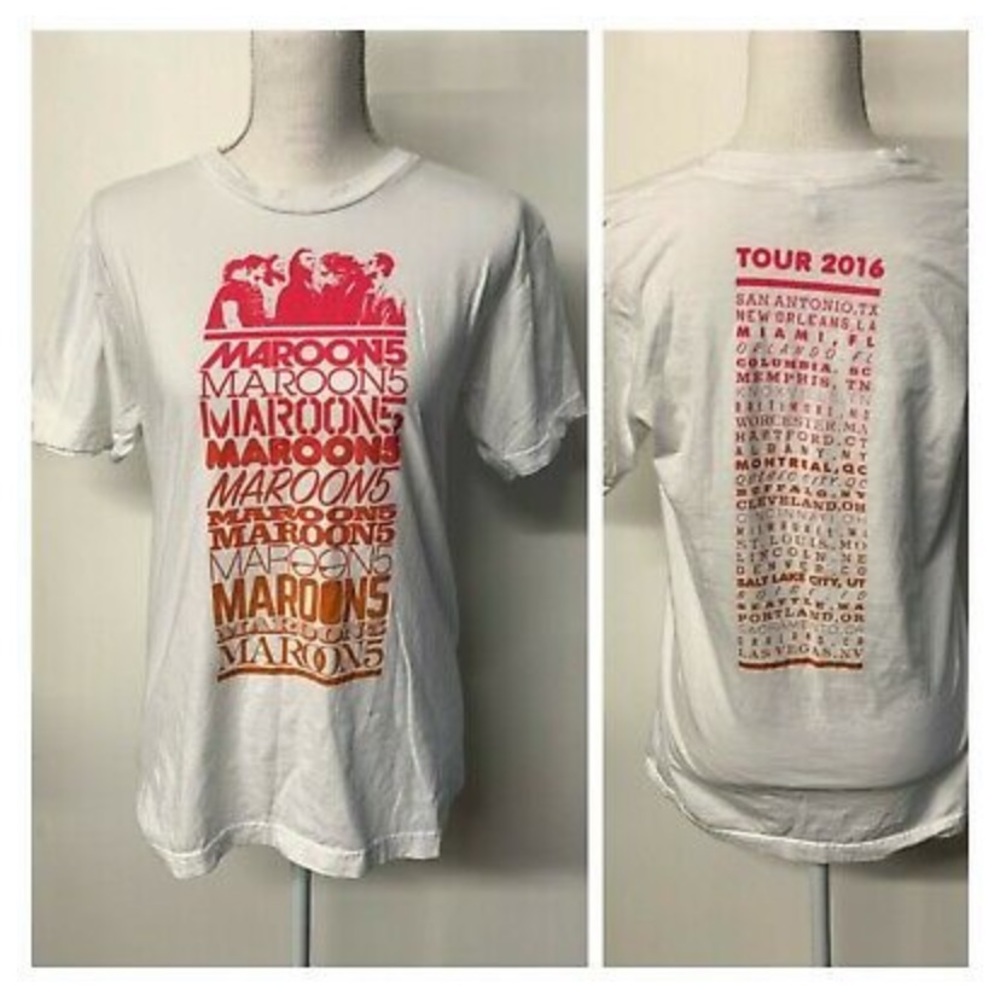 Maroon 5 2016 Tour T-Shirt Graphic Tee Ombre Med